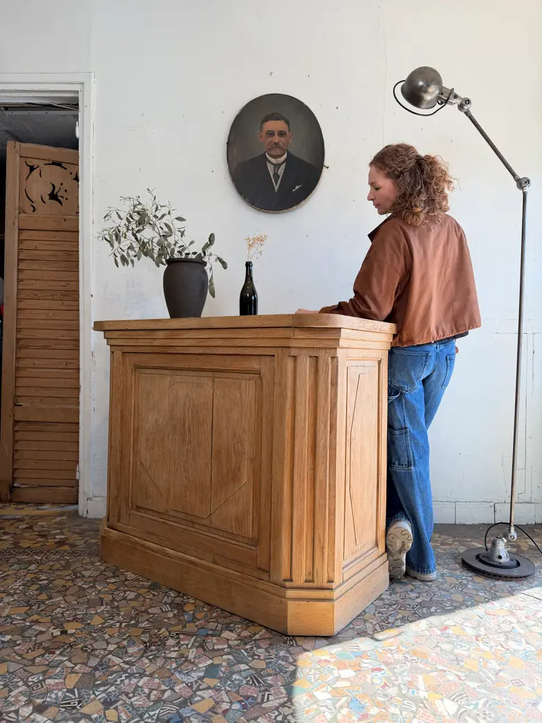 Comptoir art déco en chêne – XXe siècle