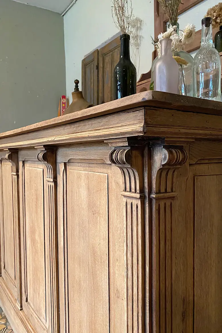 Comptoir de bistrot en chêne Début XXème