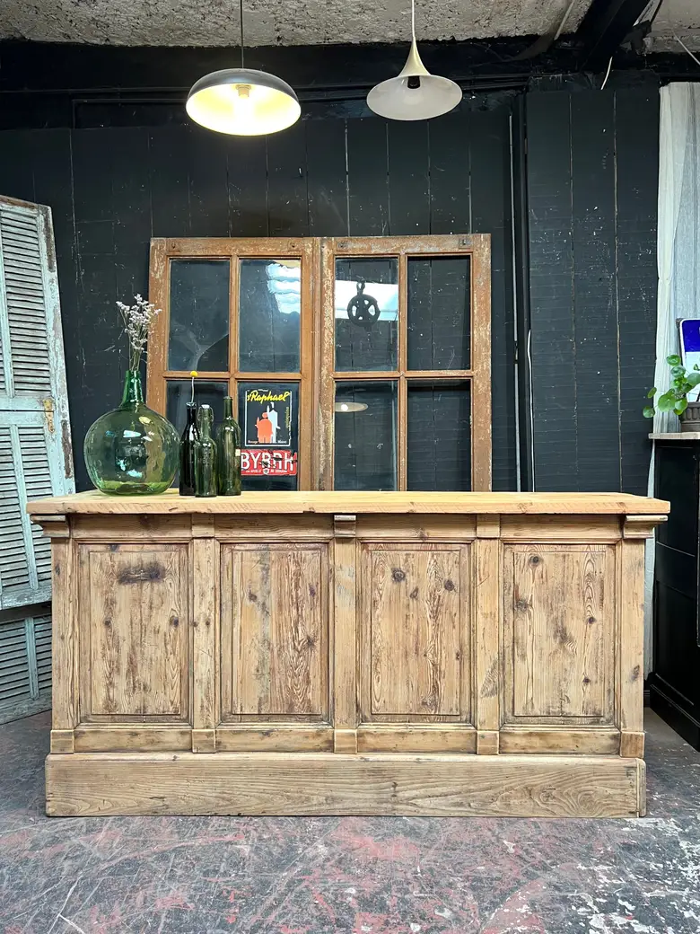 Comptoir de café en sapin Début XXème