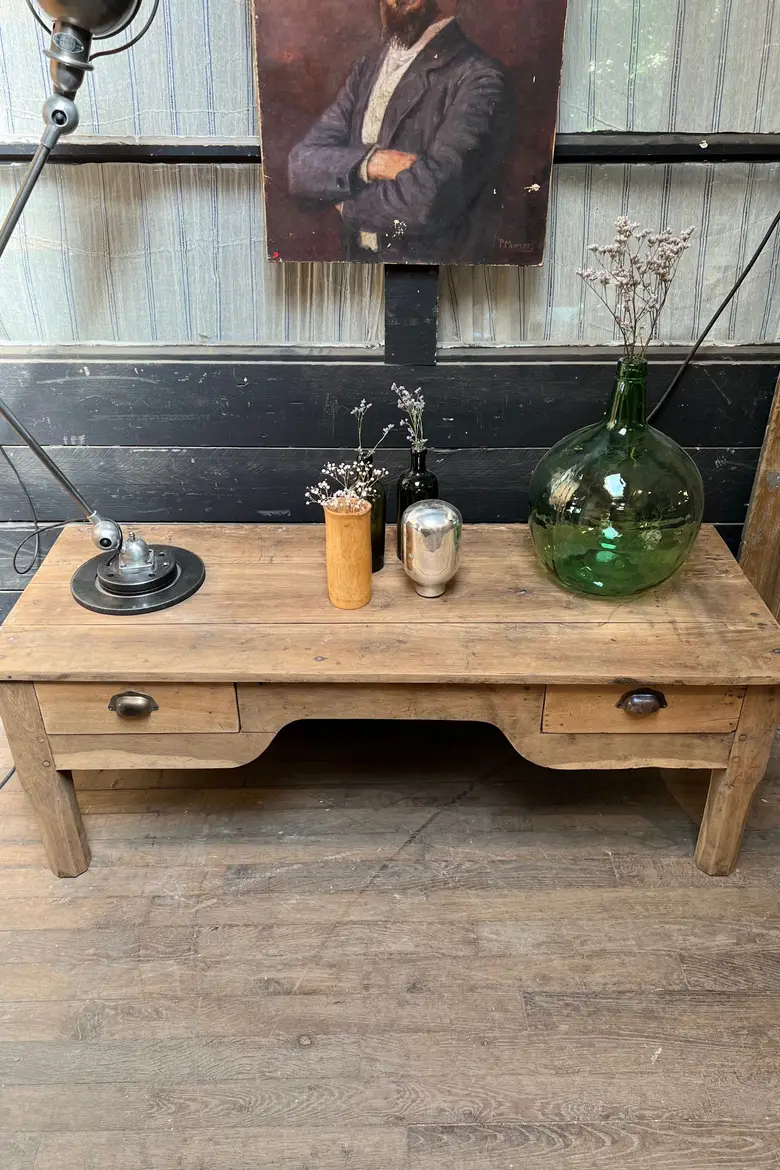 Console basse en chêne Début XXème