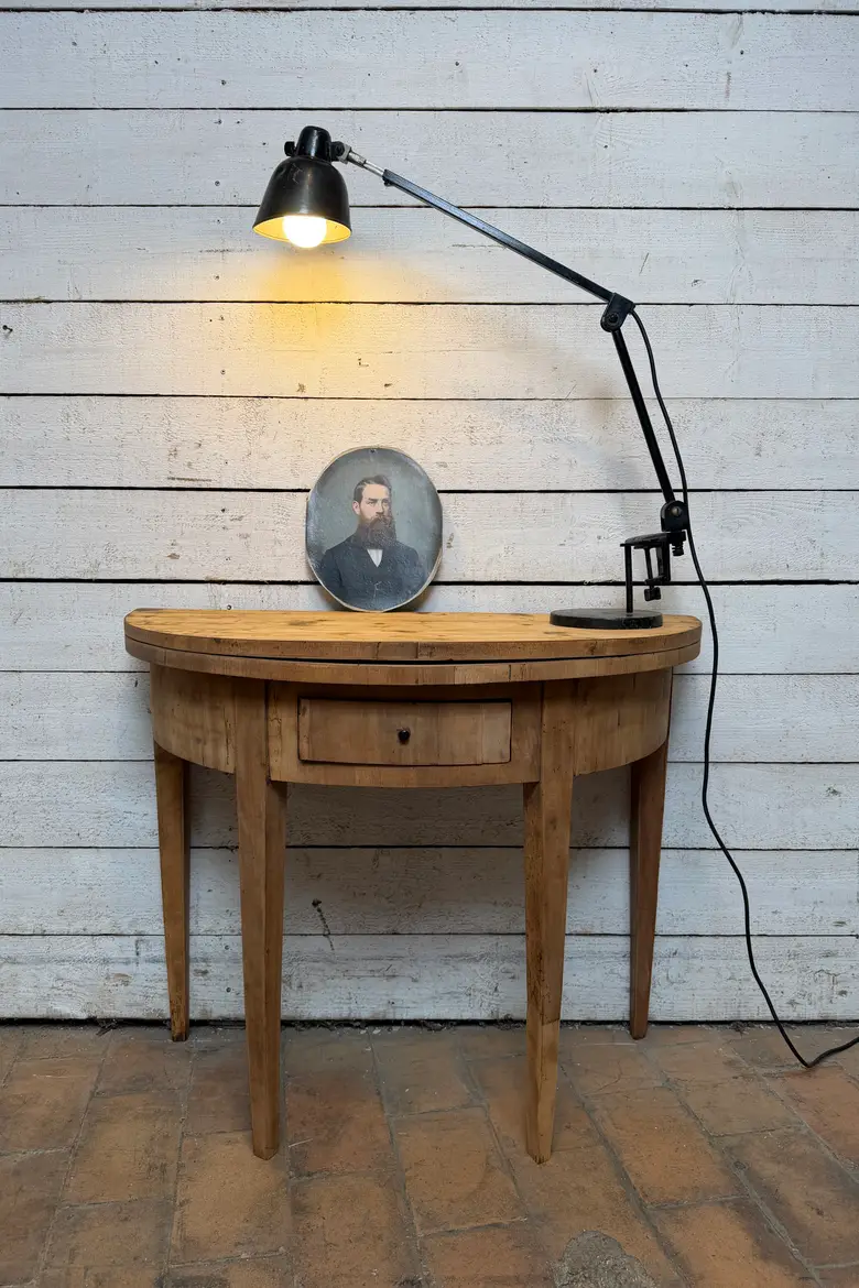 Console demi-lune en merisier