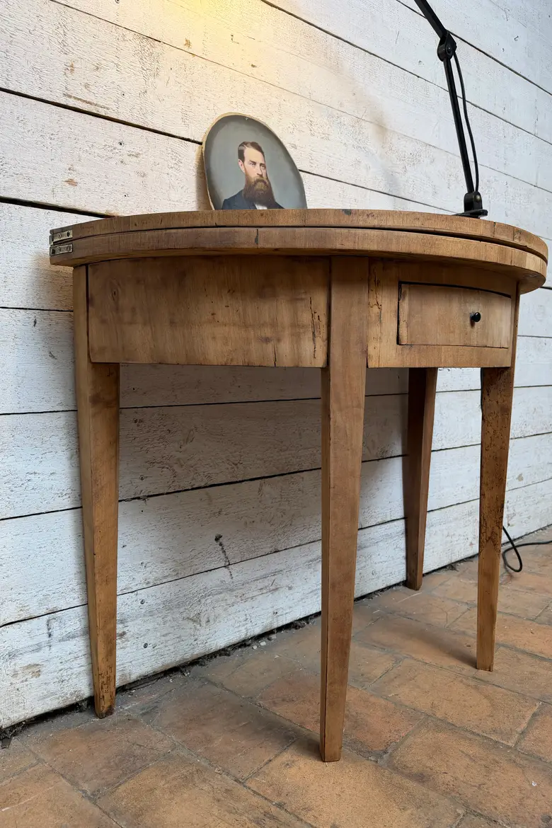 Console demi-lune en merisier