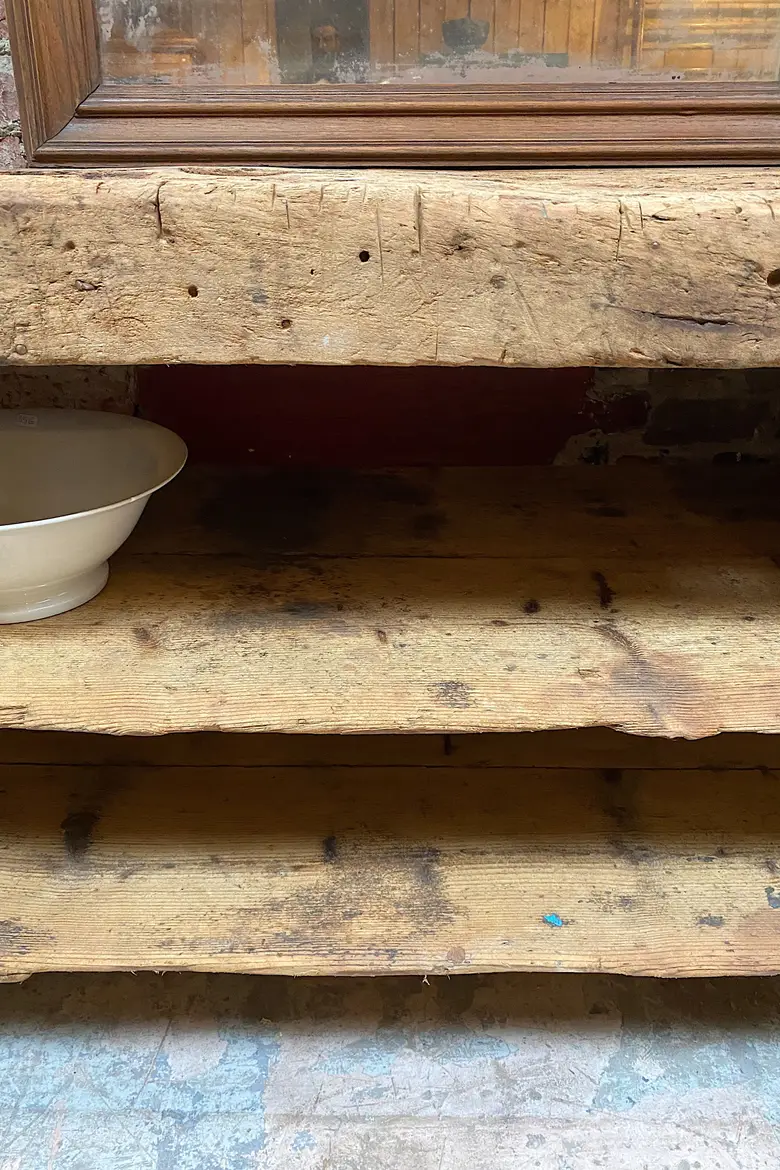 Console / établi primitif en bois Début XXème