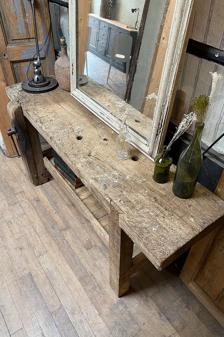Console primitive en bois Début XXème