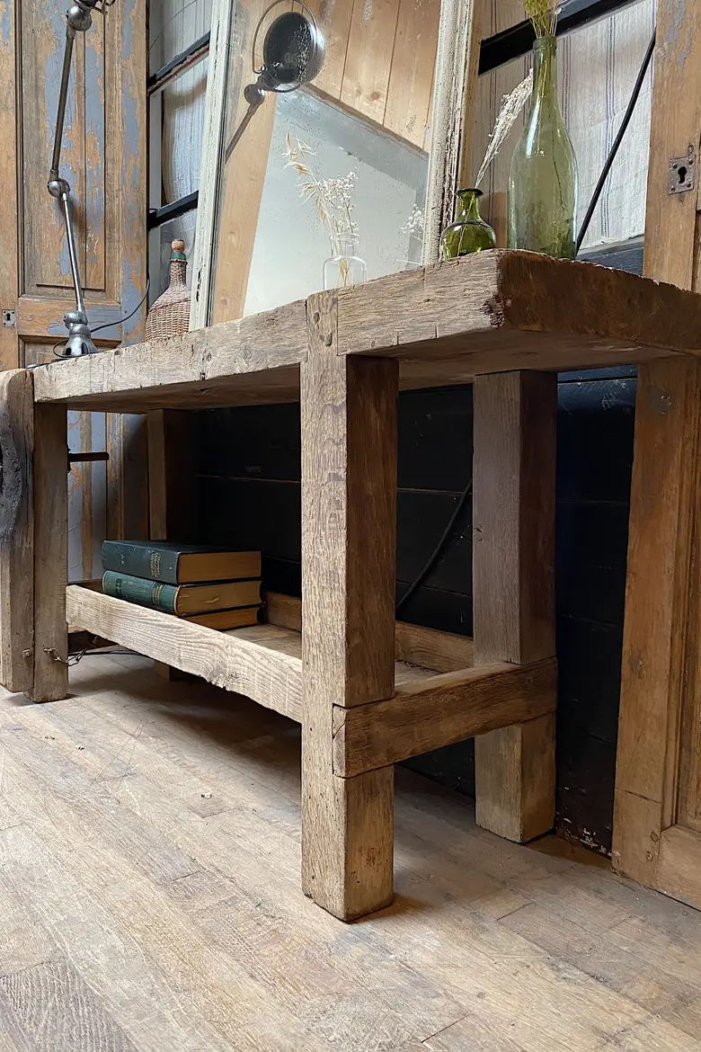 Console primitive en bois Début XXème
