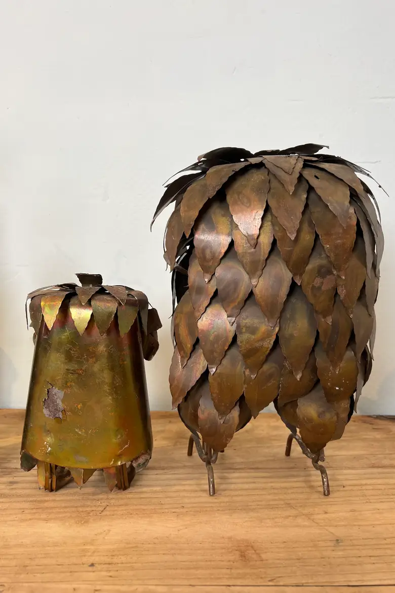 Couple de chouette et hibou en laiton Années70