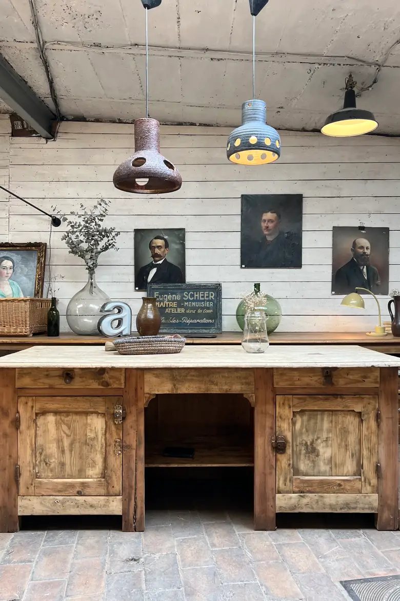 Ancien comptoir d’estaminet en hêtre Début XXème