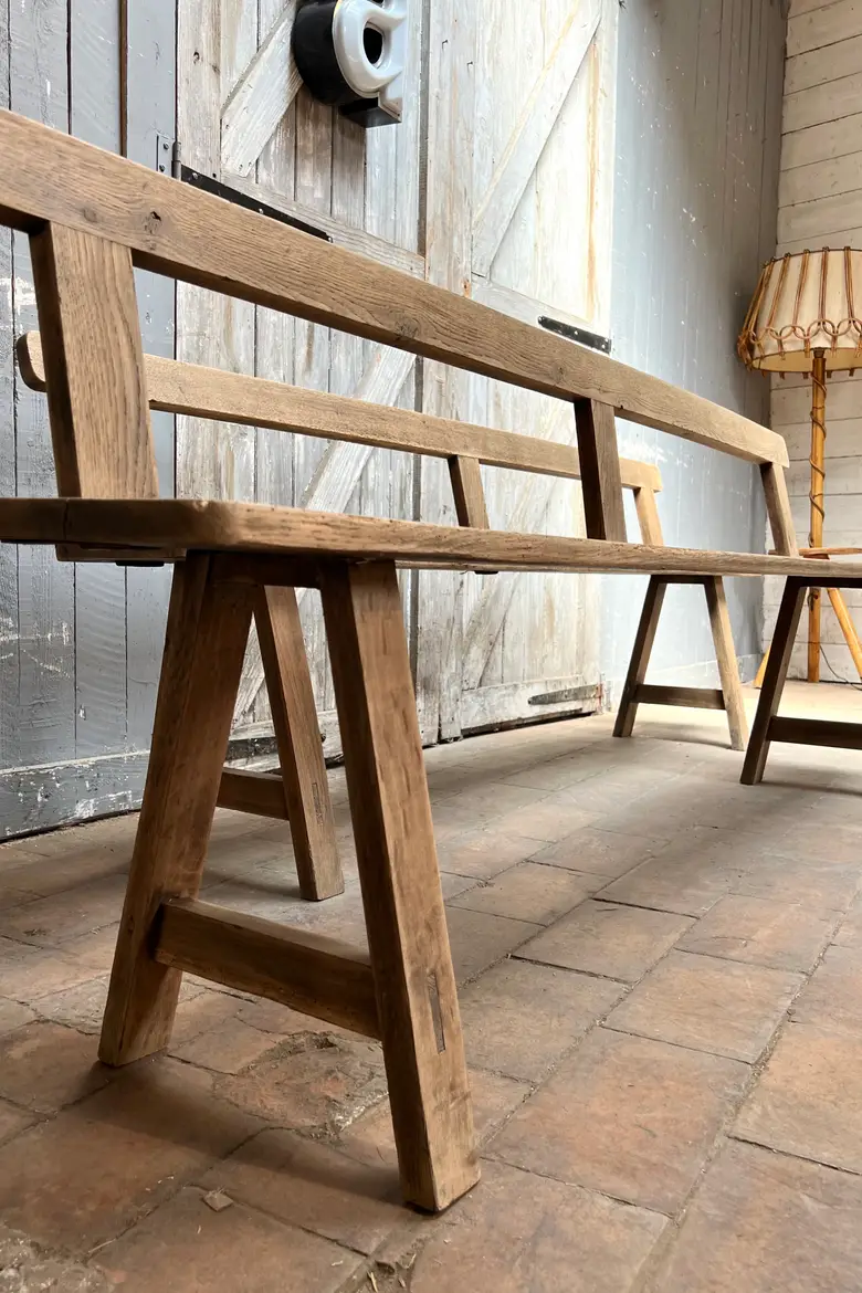 Ancien banc en chêne à dossier Début XXème