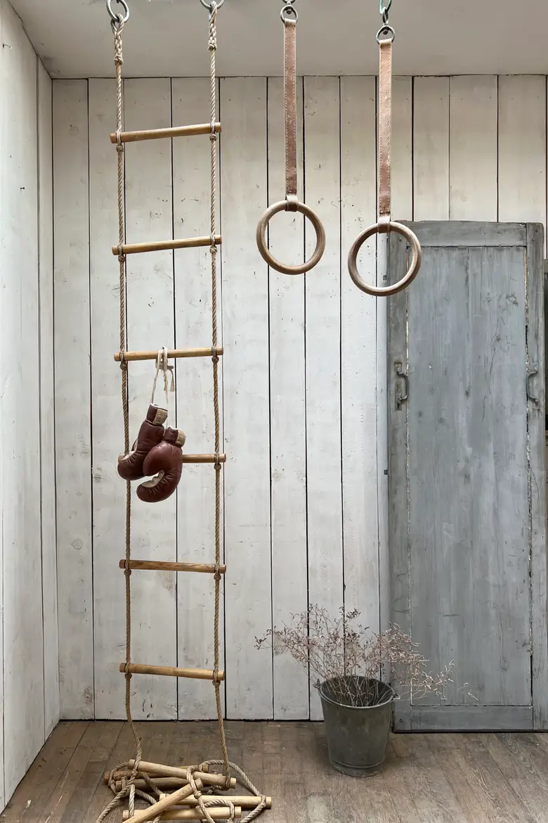 Échelle et anneaux de gymnastique vintage Début XXème