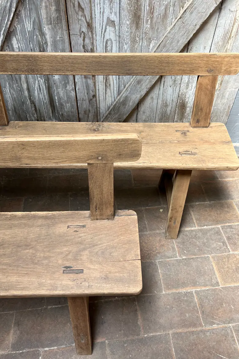 Ancien banc en chêne à dossier Début XXème