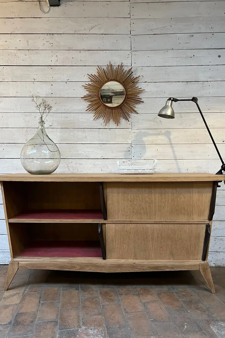 Enfilade en chêne pieds compas 1950