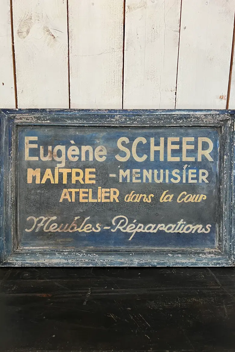 Enseigne de menuisier en bois 1920