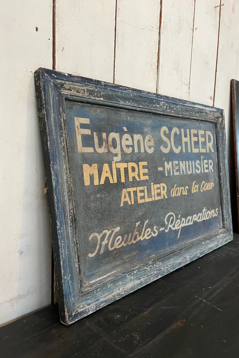 Enseigne de menuisier en bois 1920
