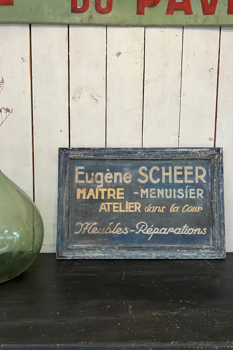 Enseigne de menuisier en bois 1920