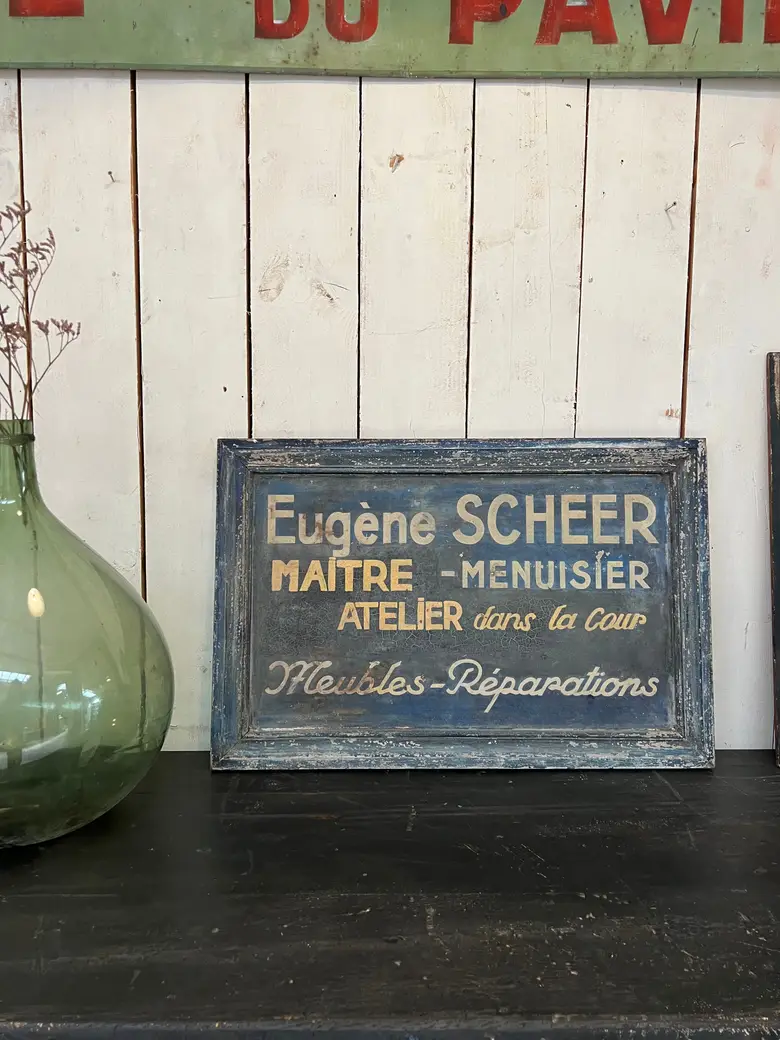 Enseigne de menuisier en bois 1920