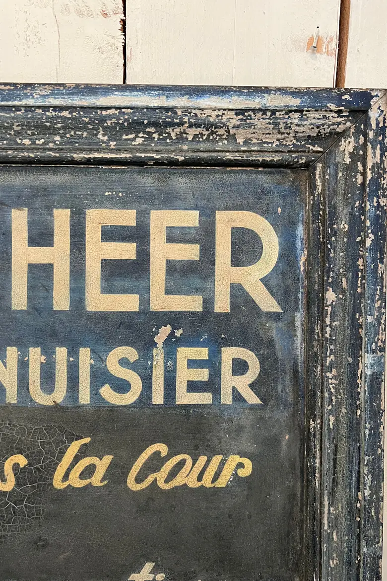 Enseigne de menuisier en bois 1920