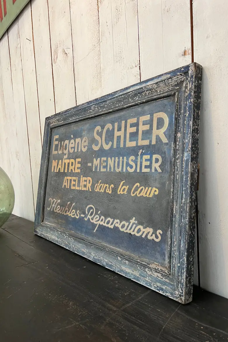 Enseigne de menuisier en bois 1920