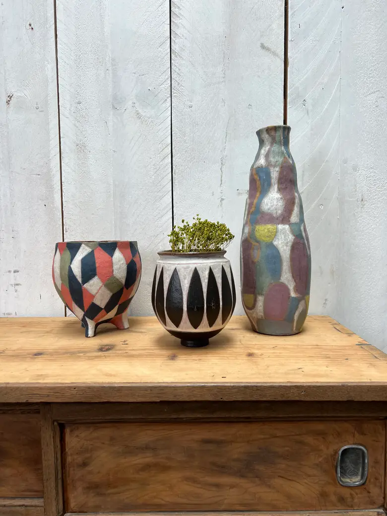 Ensemble de 3 vases scandinaves vintage