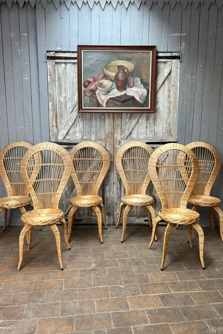 Ensemble de 6 chaises en osier