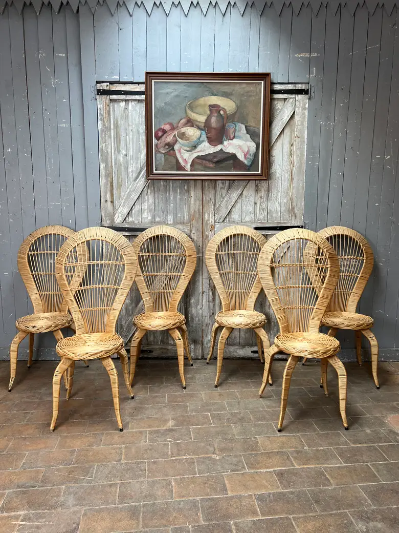 Ensemble de 6 chaises en osier — Ensemble de 6 chaises en osier