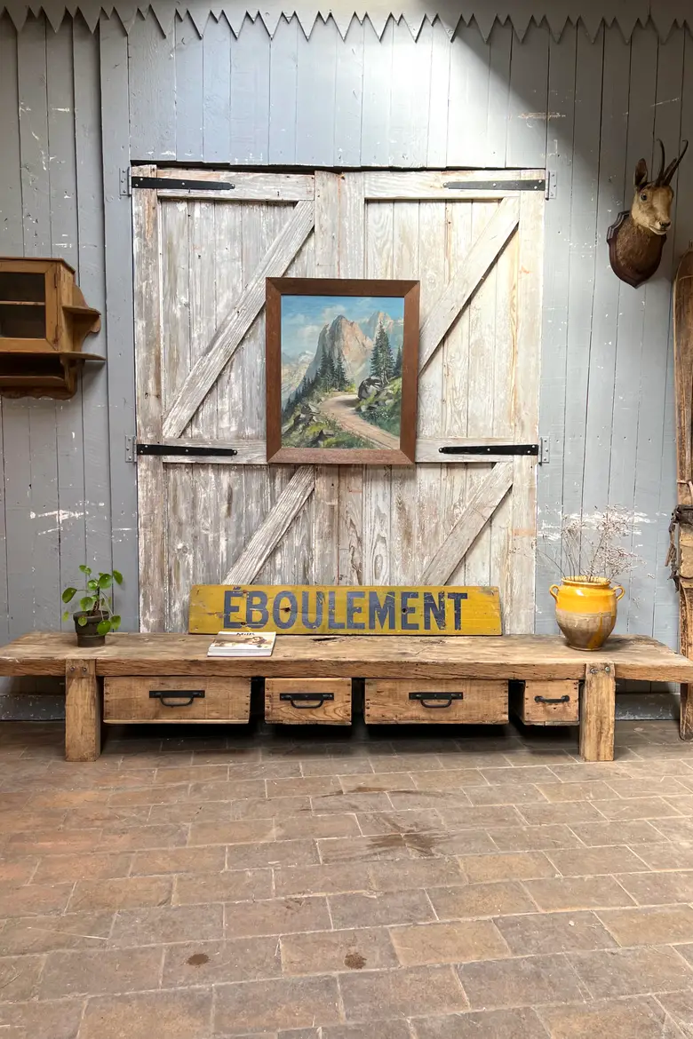 Établi / console basse en chêne Début XXème