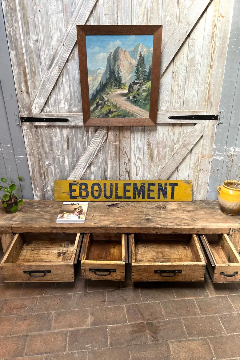 Établi / console basse en chêne Début XXème