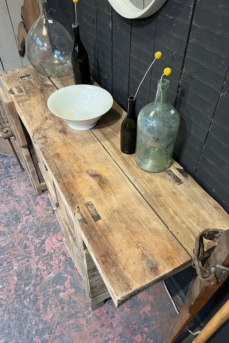 Établi d’atelier en bois brut Début XXème