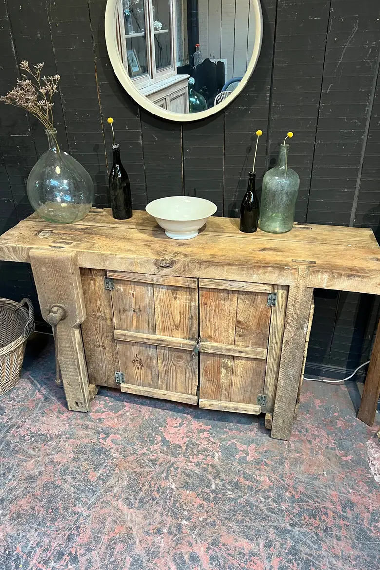 Établi d’atelier en bois brut Début XXème