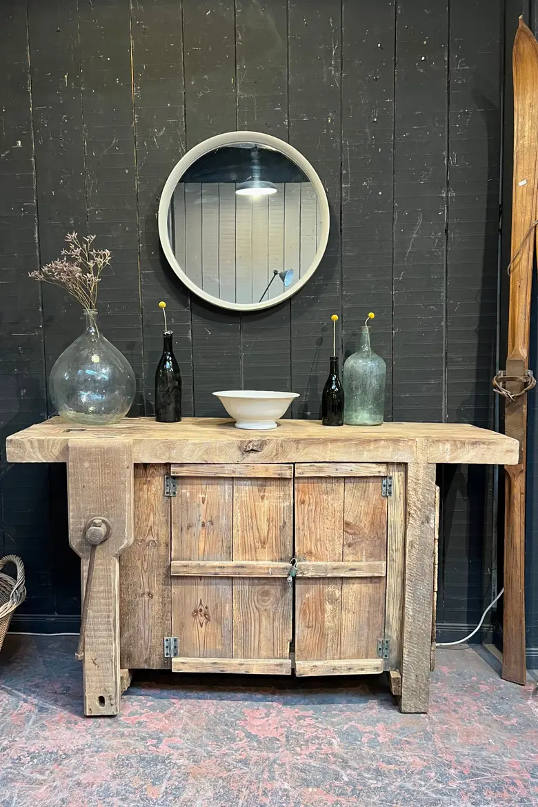 Établi d’atelier en bois brut Début XXème