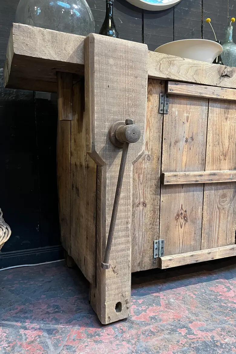 Établi d’atelier en bois brut Début XXème