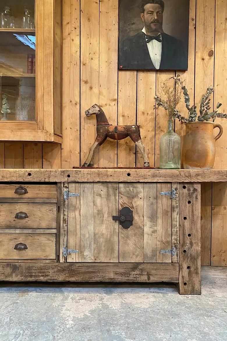 Établi d’atelier en bois Début XXème