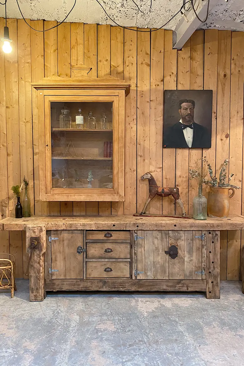 Établi d’atelier en bois Début XXème