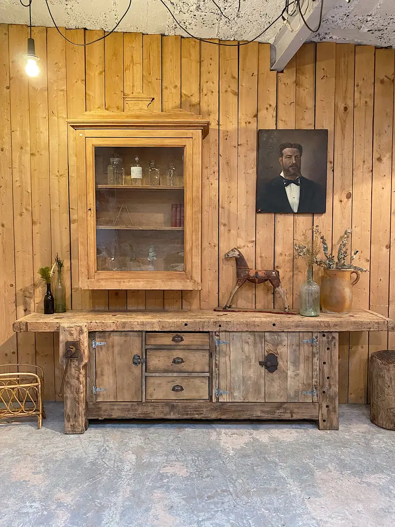 Établi d’atelier en bois Début XXème
