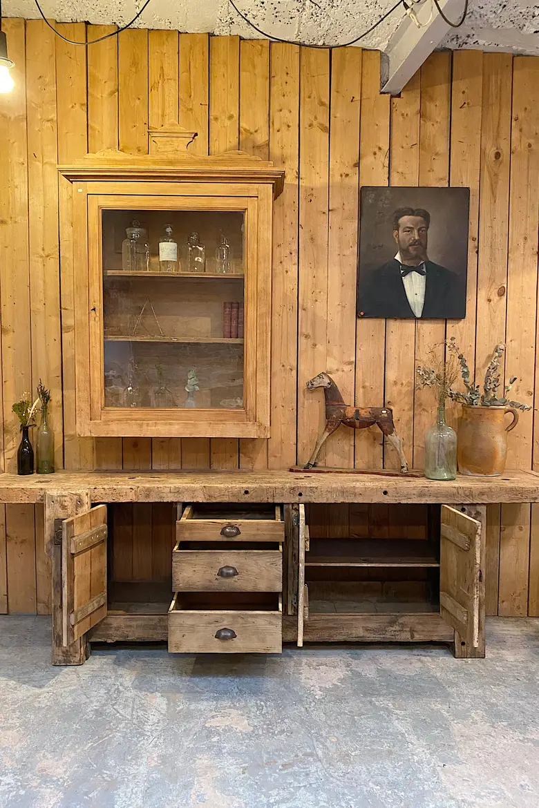 Établi d’atelier en bois Début XXème