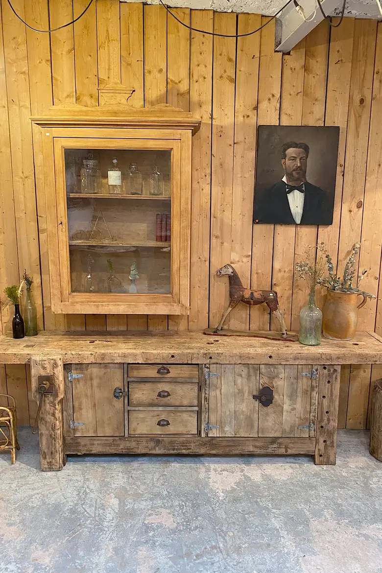 Établi d’atelier en bois Début XXème