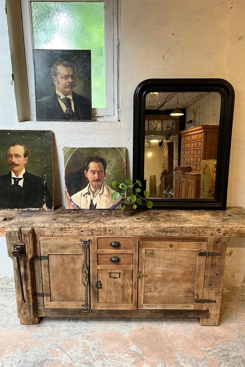 Établi d’atelier en chêne Début XXème