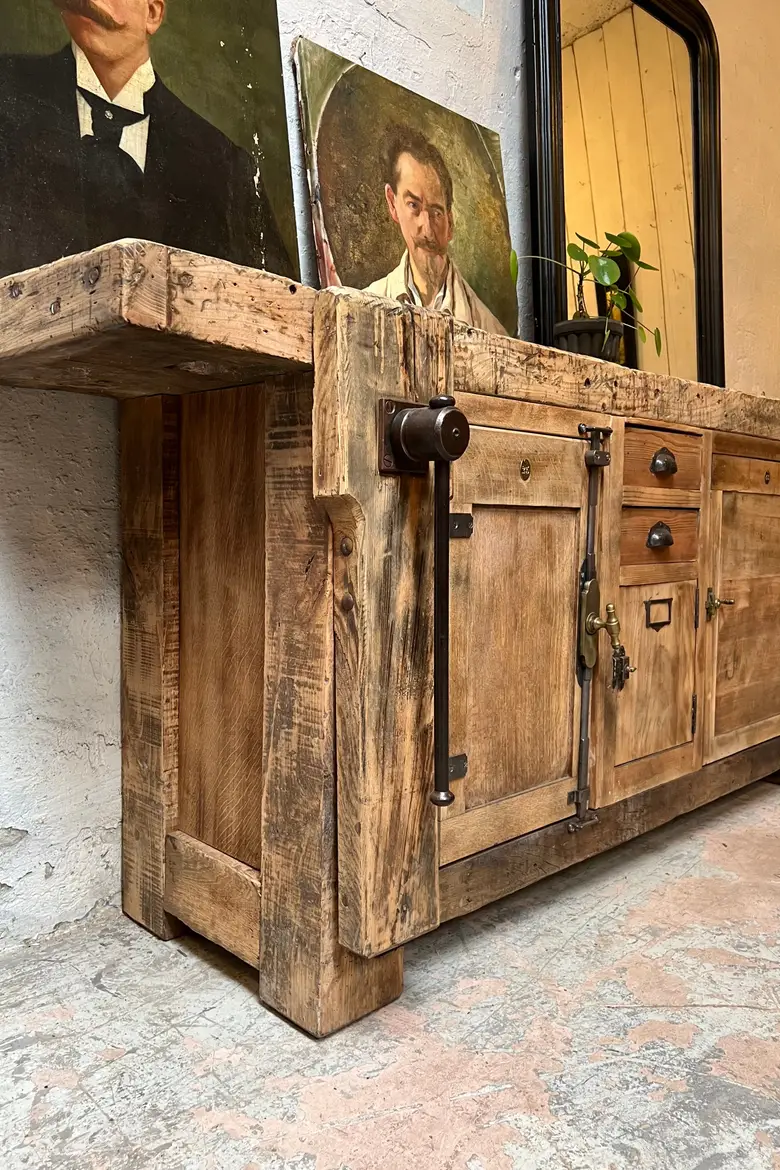 Établi d’atelier en chêne Début XXème