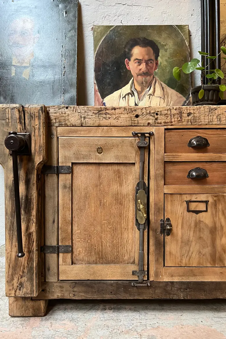 Établi d’atelier en chêne Début XXème