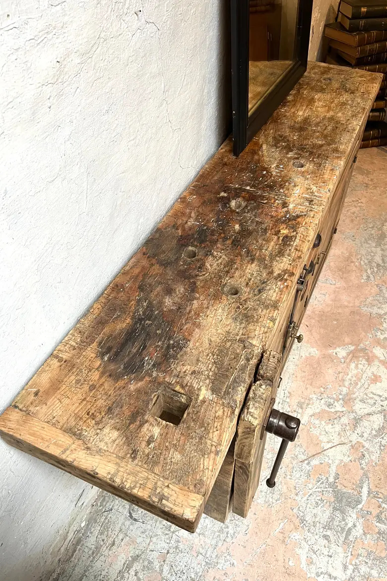 Établi d’atelier en chêne Début XXème