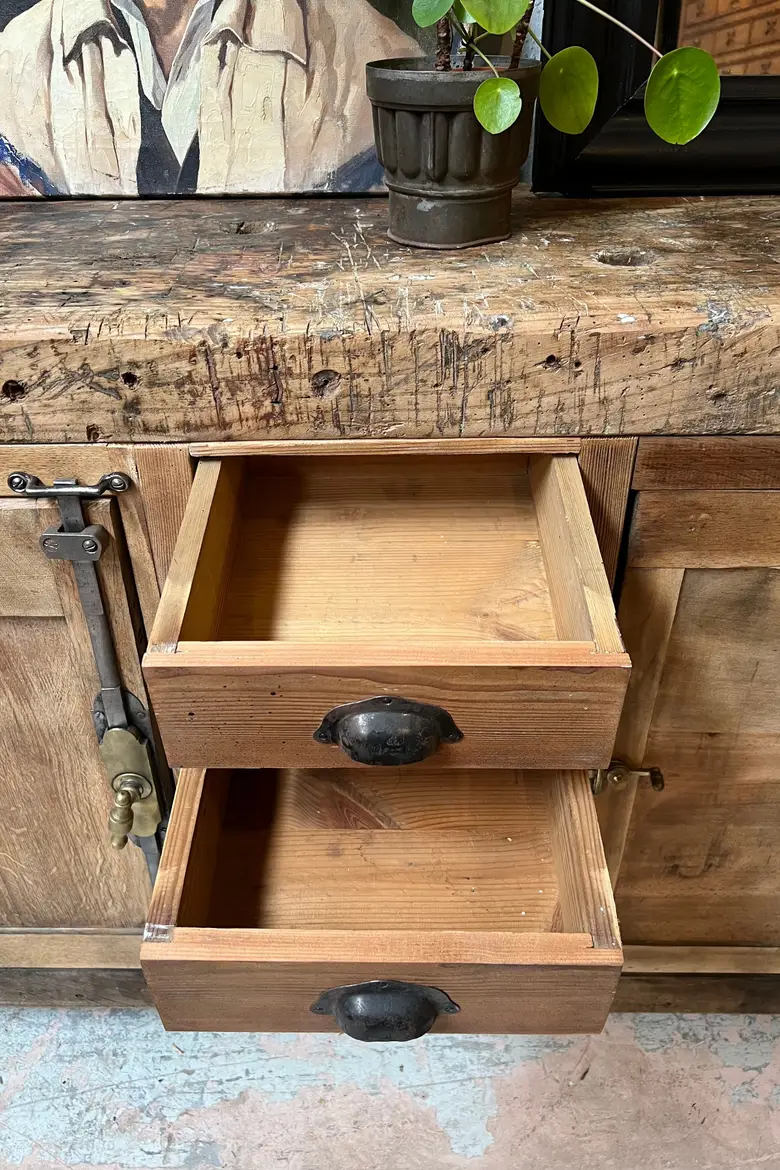 Établi d’atelier en chêne  Début XXème