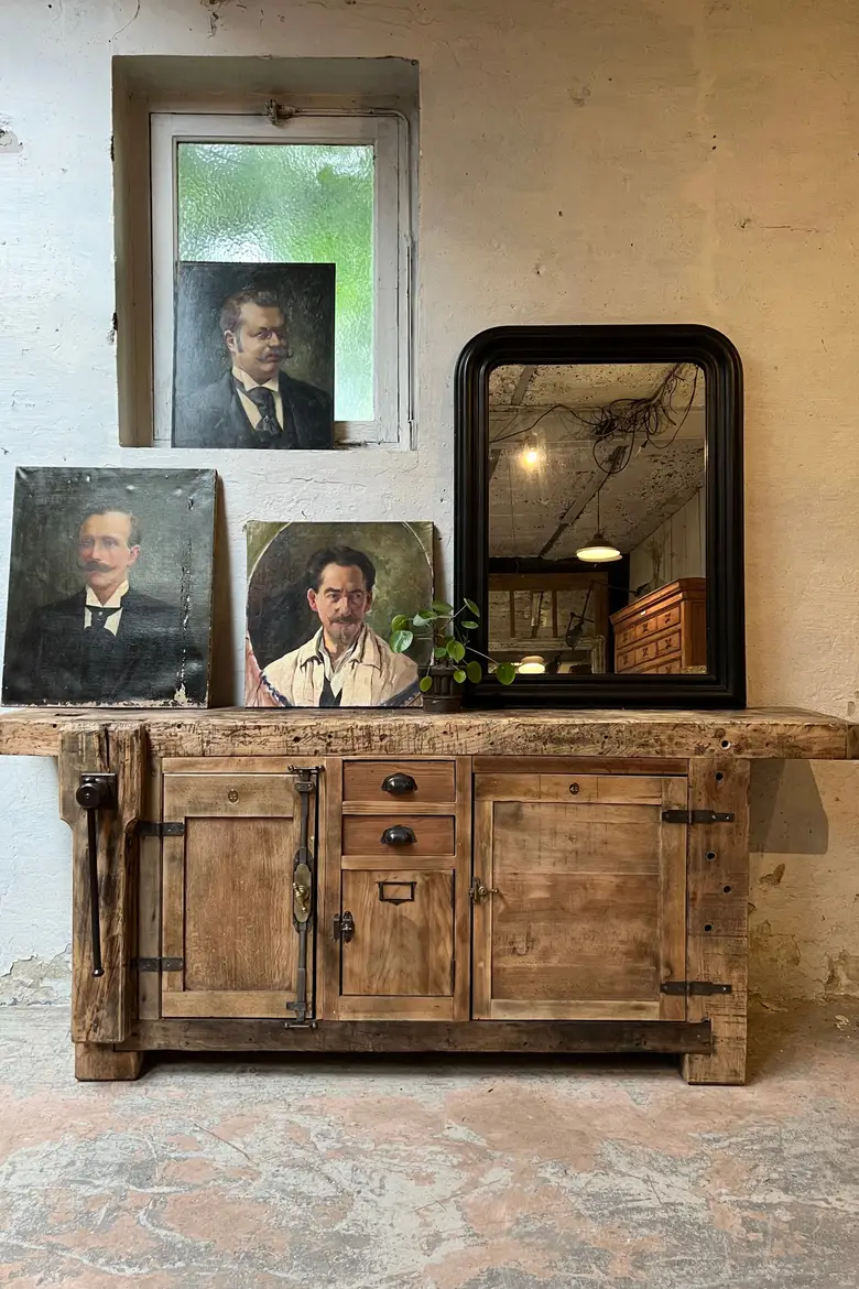 Établi d’atelier en chêne Début XXème