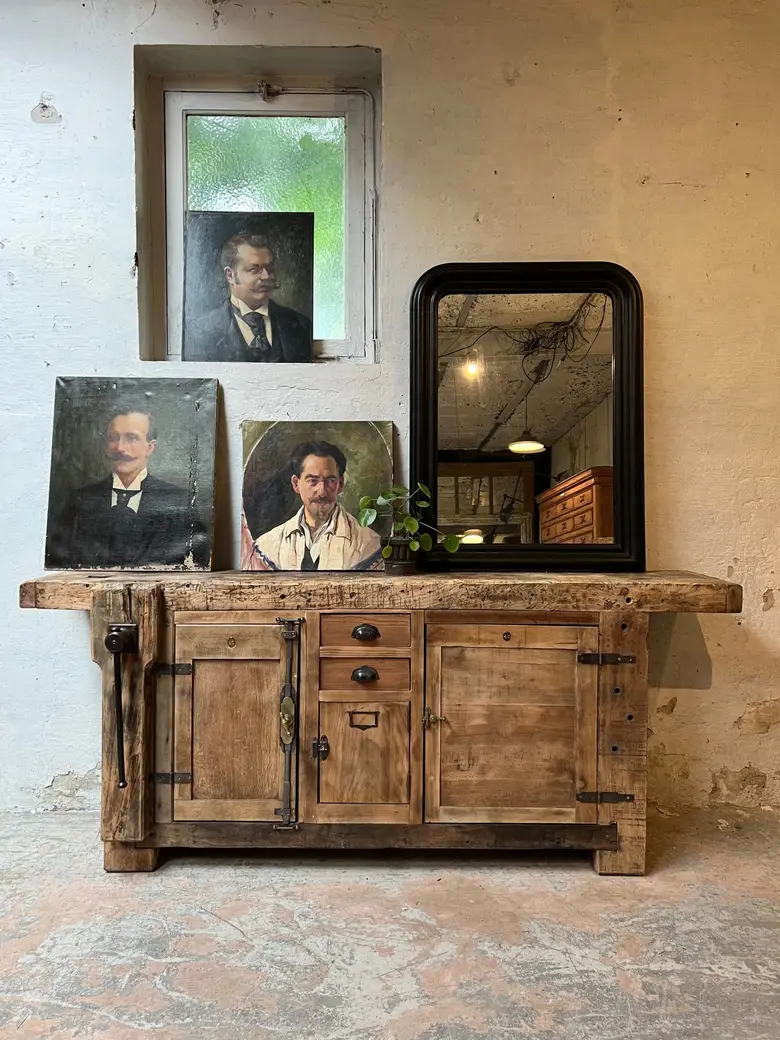 Établi d’atelier en chêne Début XXème