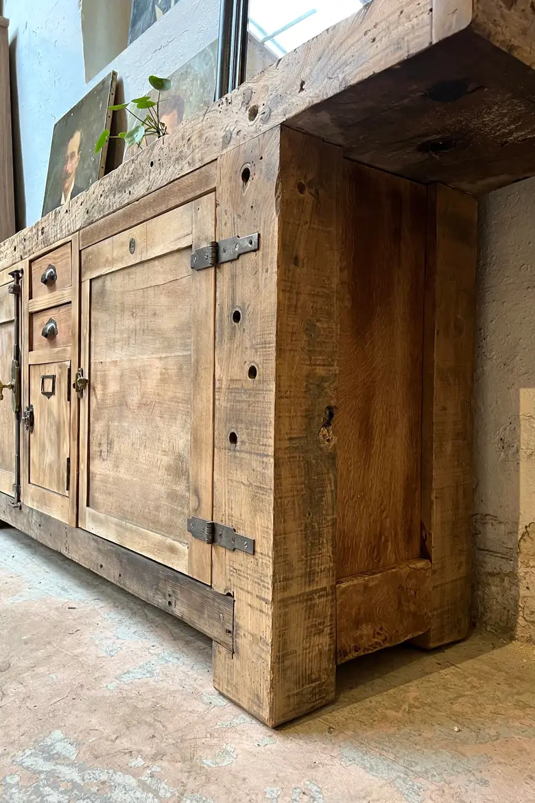 Établi d’atelier en chêne Début XXème