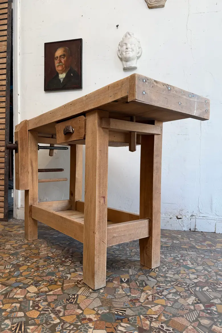 Établi d’atelier en hêtre