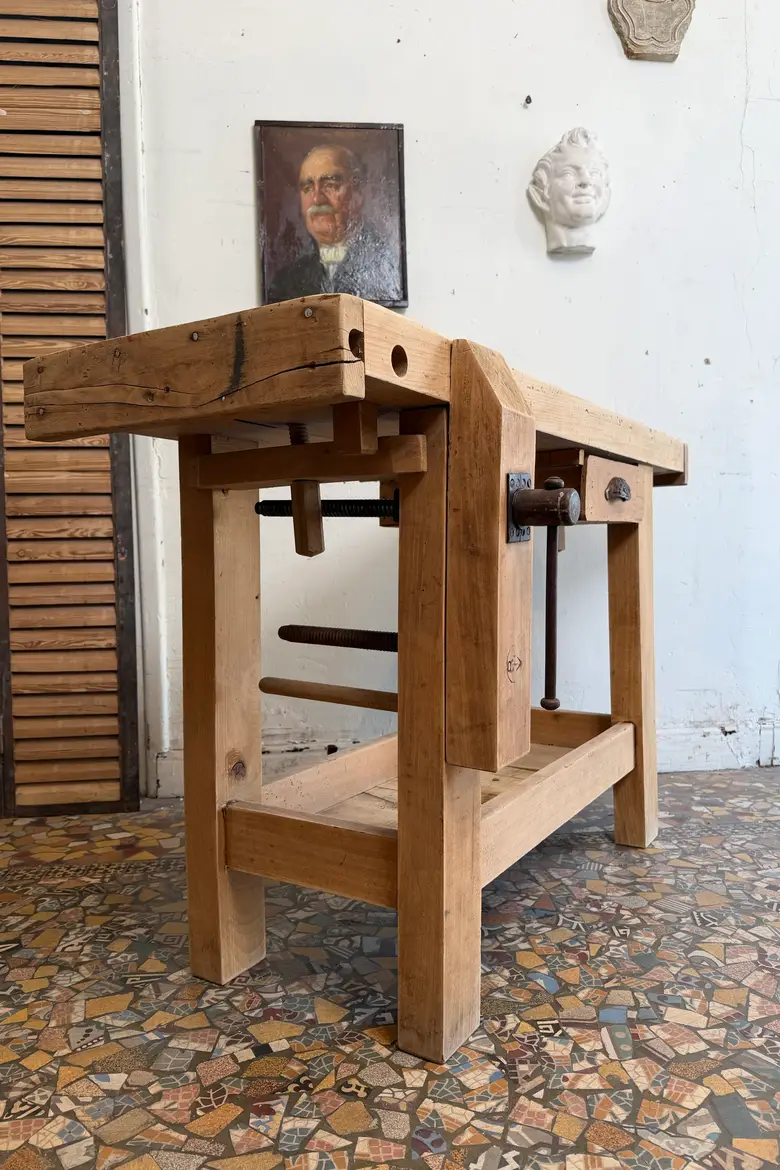Établi d’atelier en hêtre