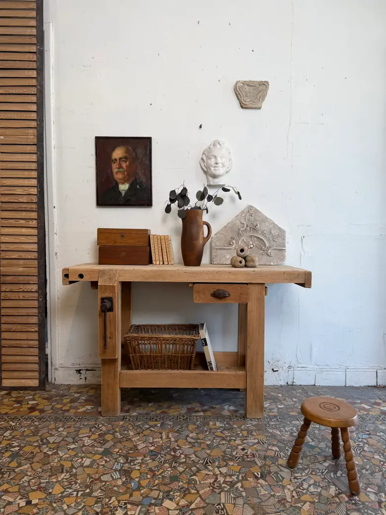 Établi d’atelier en hêtre