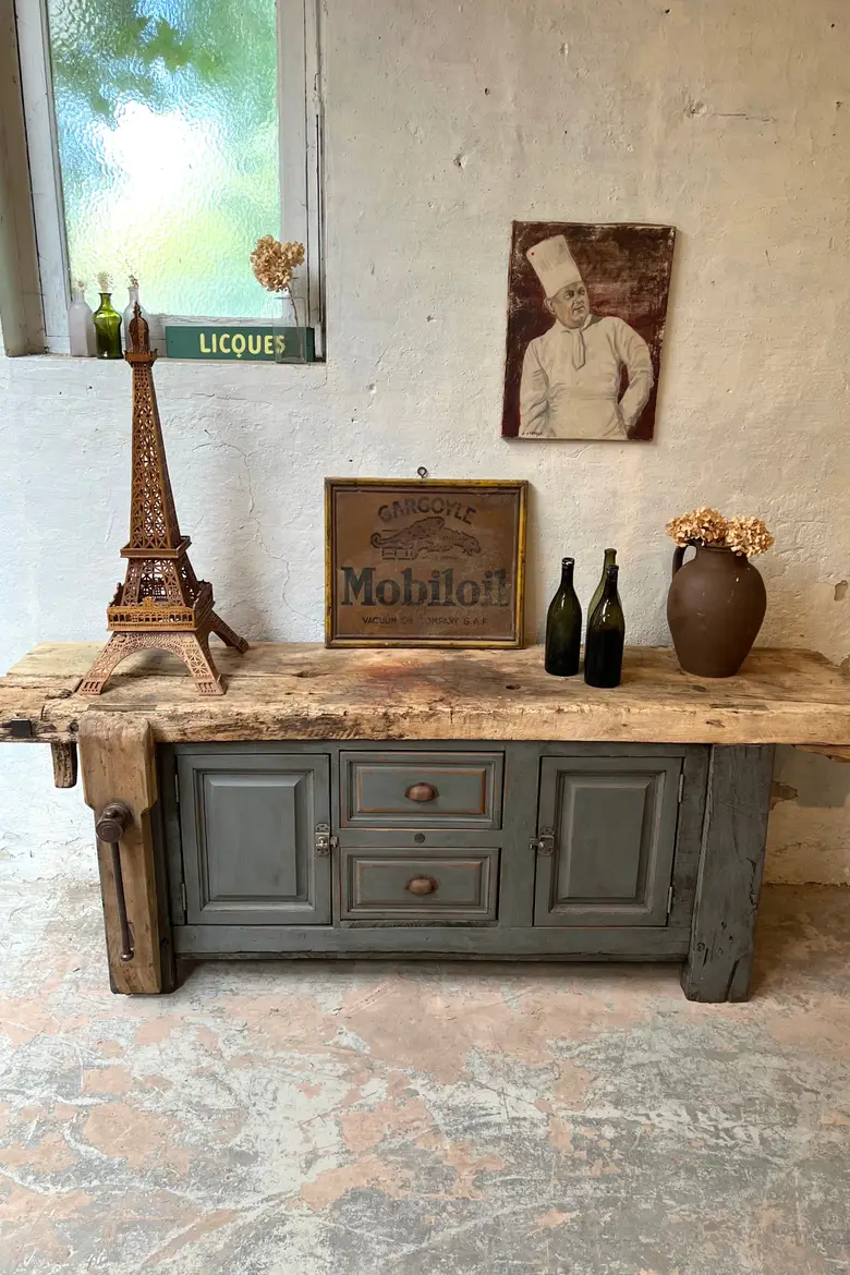 Établi d’atelier patiné Début XXème