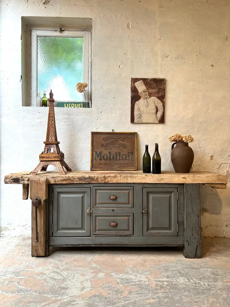 Établi d’atelier patiné Début XXème
