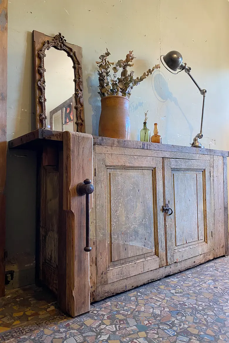Établi d’atelier patiné Début XXème