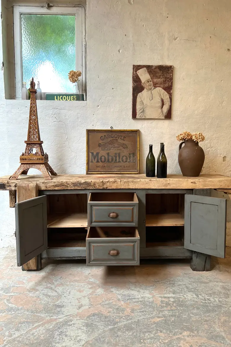 Établi d’atelier patiné Début XXème
